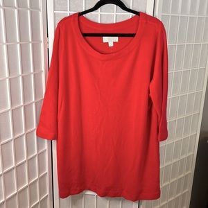 Avenue Woman’s Sweater 3/4 Length Sleeve Pink Round Neck Line New!